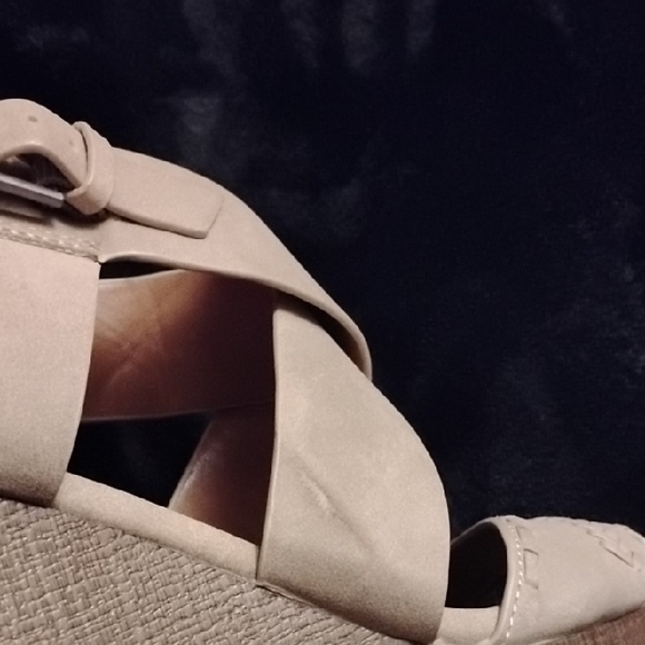 Indigo Beige Strappy Wedge Sandals - Picture 9 of 11